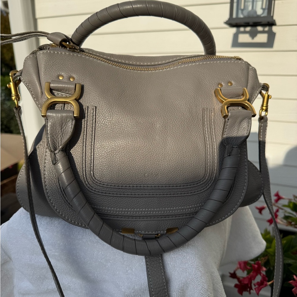 NWOT Designer Chloe Macie Medium Cashmere Gray Leather Handbag - Picture 12 of 16